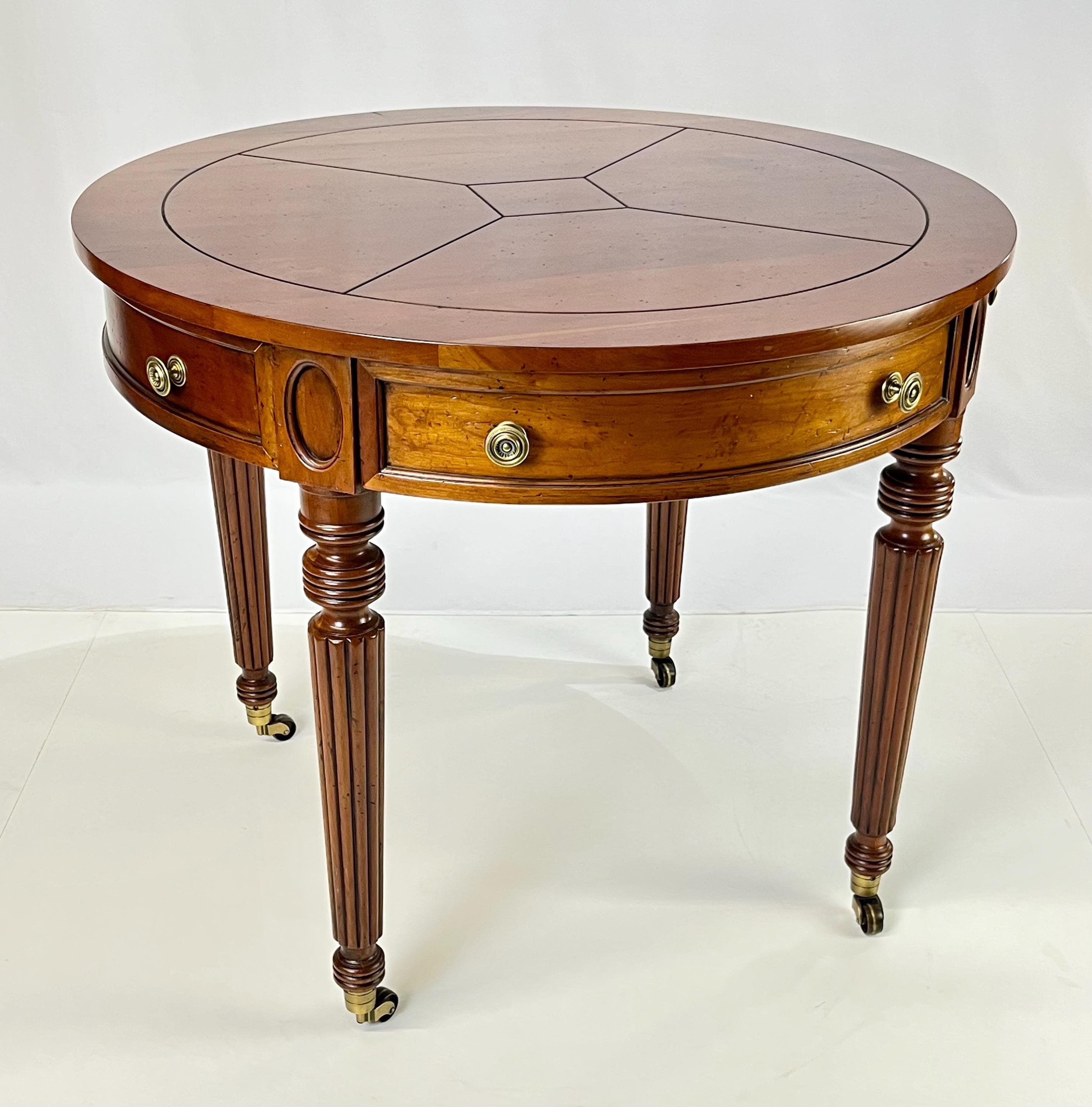 Pair of Henredon Registry Collection Solid Cherry Regency Drum Tables - Thumbnail 8