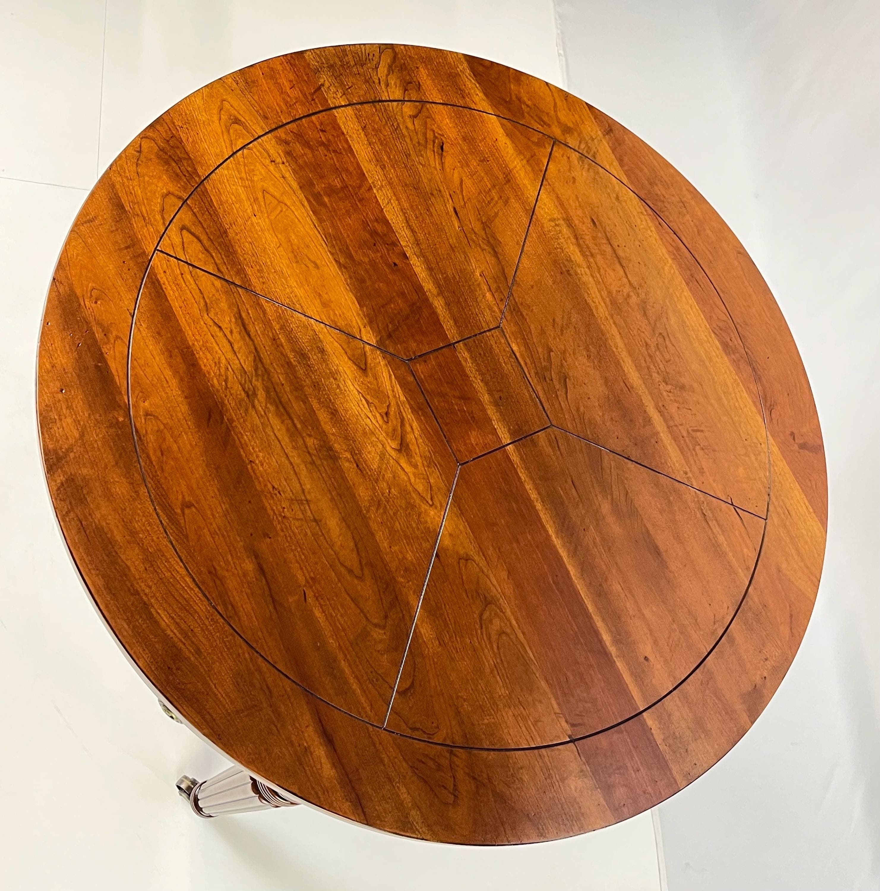 Pair of Henredon Registry Collection Solid Cherry Regency Drum Tables - Thumbnail 16