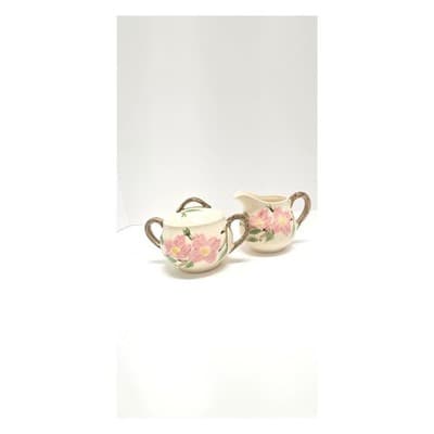 Vintage El Rancho Desert Rose Pre-Franciscan(1930s) Sugar + Creamer /w Lid