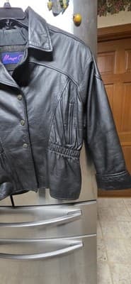 Women's Black Leather Vintage 1980's Moto Jacket Midnight Oil Large - Thumbnail 3