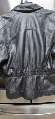 Women's Black Leather Vintage 1980's Moto Jacket Midnight Oil Large - Thumbnail 4