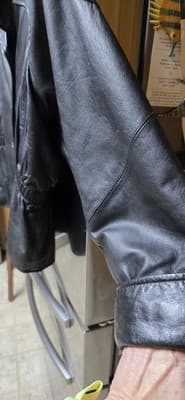 Women's Black Leather Vintage 1980's Moto Jacket Midnight Oil Large - Thumbnail 5