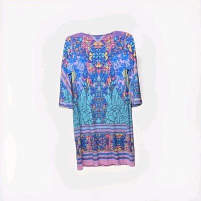 Woman's MSK Dress 3/4 Sleeve Stained Glass Multicolor Gently Worn Size L - Thumbnail 5