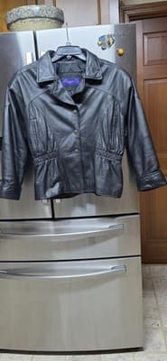 Women's Black Leather Vintage 1980's Moto Jacket Midnight Oil Large - Thumbnail 10