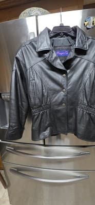 Women's Black Leather Vintage 1980's Moto Jacket Midnight Oil Large - Thumbnail 9