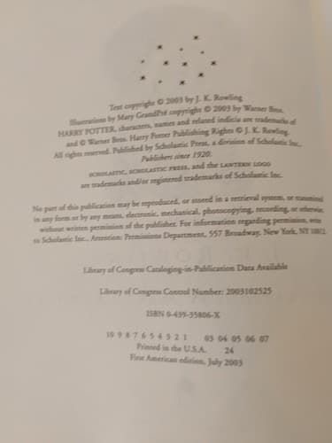 Harry Potter And the Order...1st USA printing, Rare Error Ltr Corrected P683-684 - Thumbnail 5