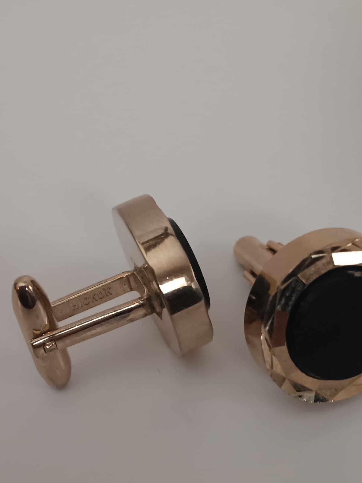 Vtg Hicock Cuff Links Black & Clear Cut Lucite Faceted Gold Toned - Thumbnail 3