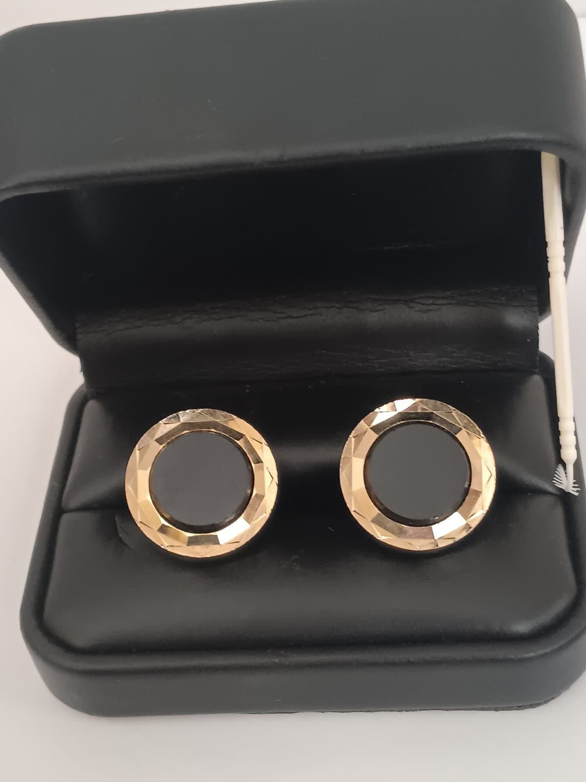 Vtg Hicock Cuff Links Black & Clear Cut Lucite Faceted Gold Toned - Thumbnail 7