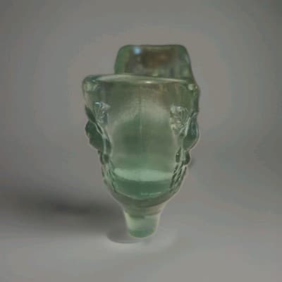 Vintage Fenton Cabage Rose Perfect Shoe Light Green Teal Impressed Makers Mark - Thumbnail 2