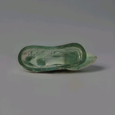 Vintage Fenton Cabage Rose Perfect Shoe Light Green Teal Impressed Makers Mark - Thumbnail 3