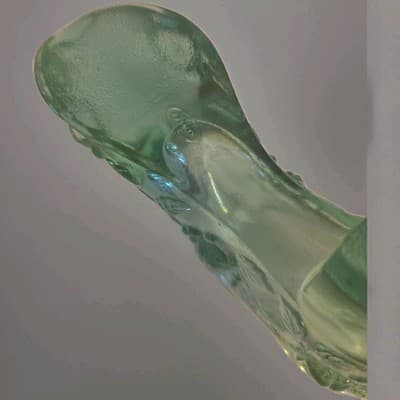Vintage Fenton Cabage Rose Perfect Shoe Light Green Teal Impressed Makers Mark - Thumbnail 4