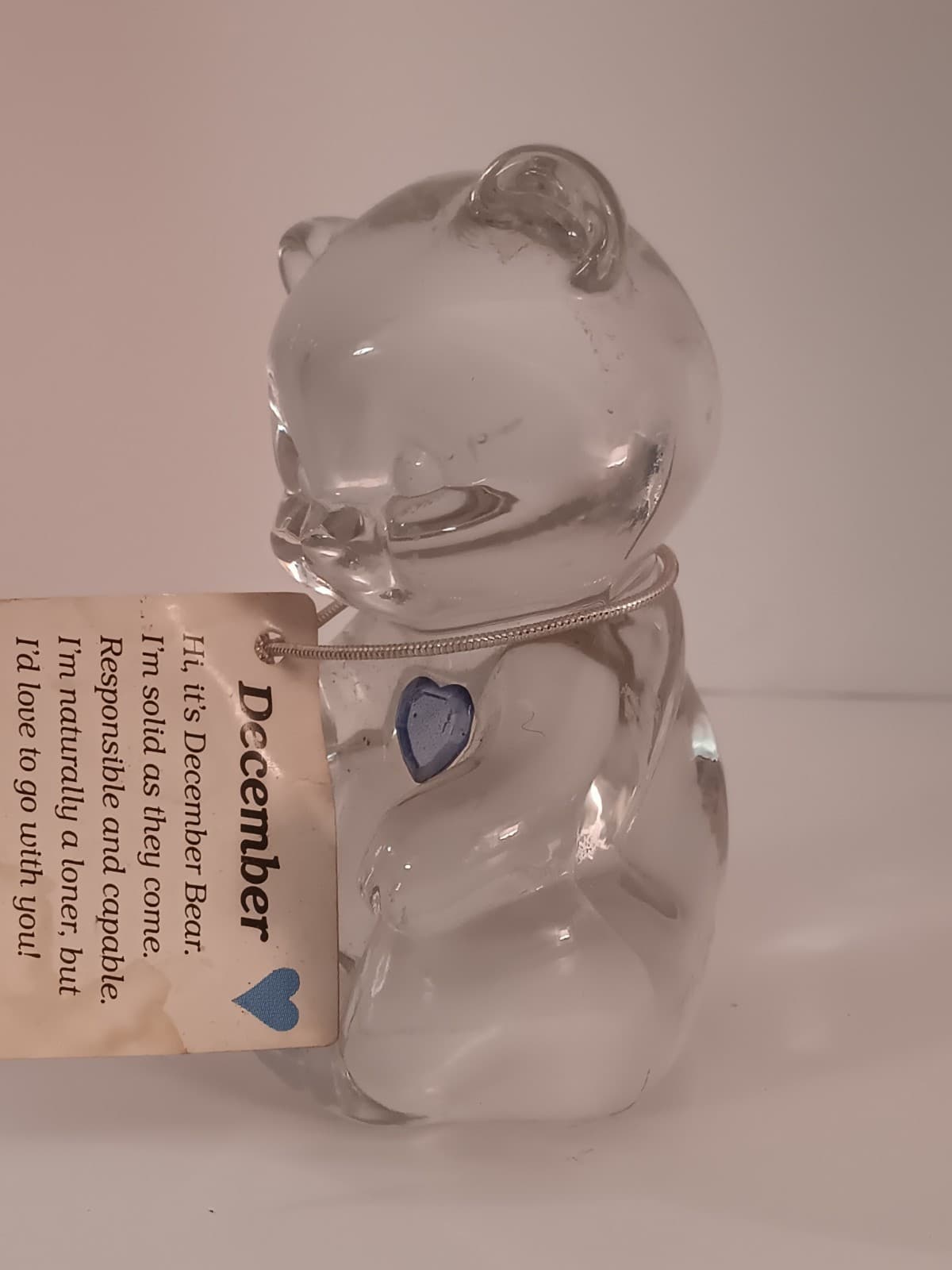 Vintage Fenton Glass December Birthday Bear Paper Weight Hand Made With Tags - Thumbnail 3