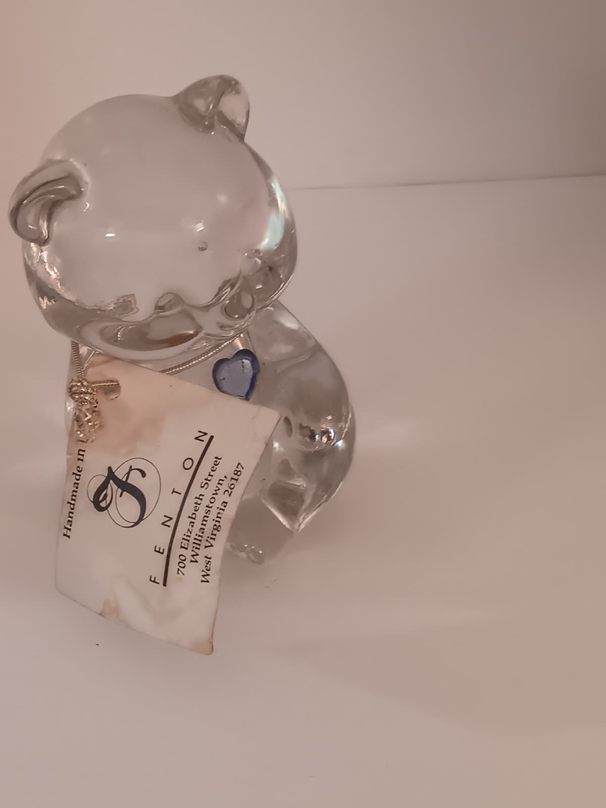 Vintage Fenton Glass December Birthday Bear Paper Weight Hand Made With Tags