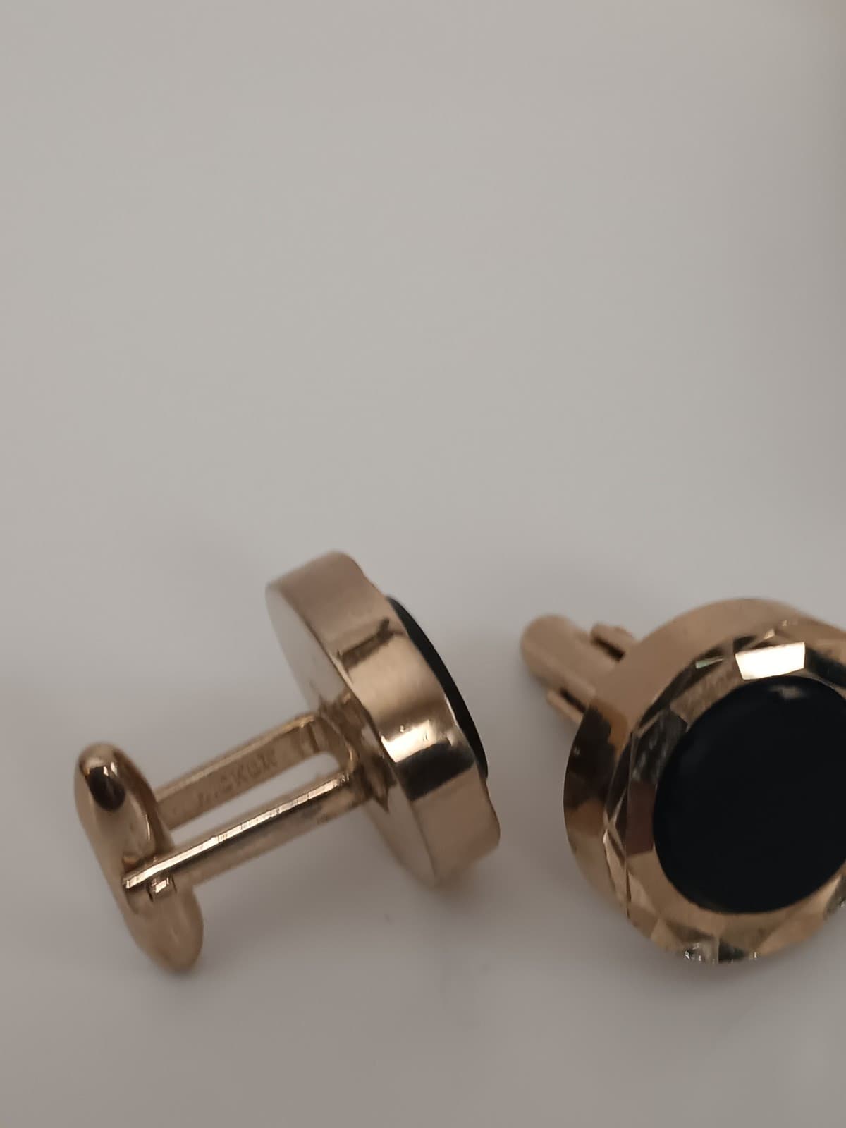Vtg Hicock Cuff Links Black & Clear Cut Lucite Faceted Gold Toned - Thumbnail 2