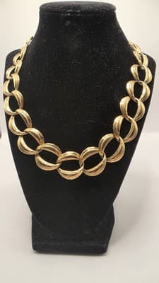 Vintage Napier Necklace Gold Tone Chunky Curb Chain Textured Links Signed 20'...