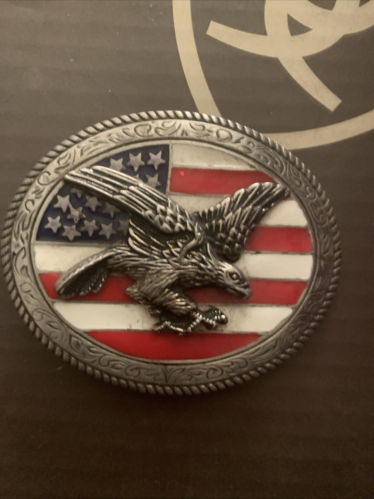 american flag and eagle belt buckle