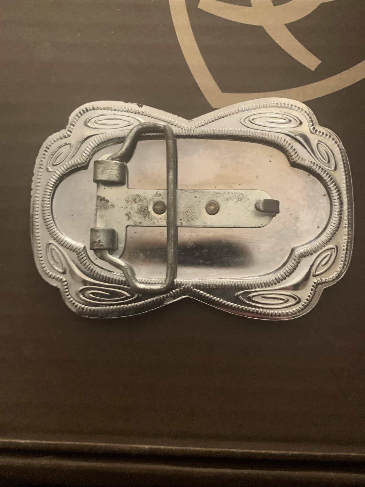 Western Cowboy Belt Buckle Silver With Gold Horse And Horse Shoe Southwestern - Thumbnail 3