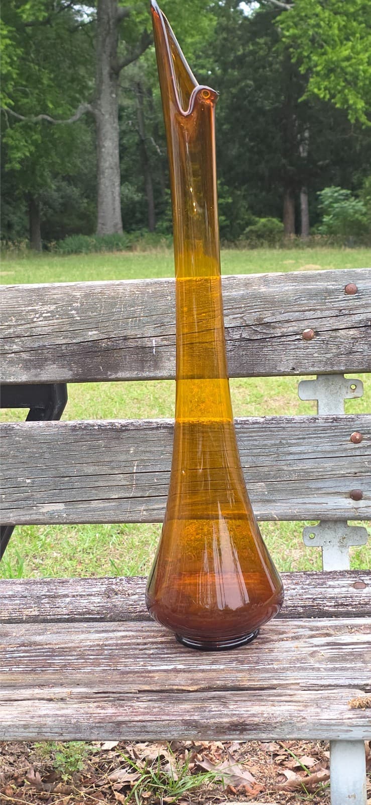 L.E. Smith Swung Vase 28.5" Amber Simplicity Mid Century Floor Decor - Thumbnail 7