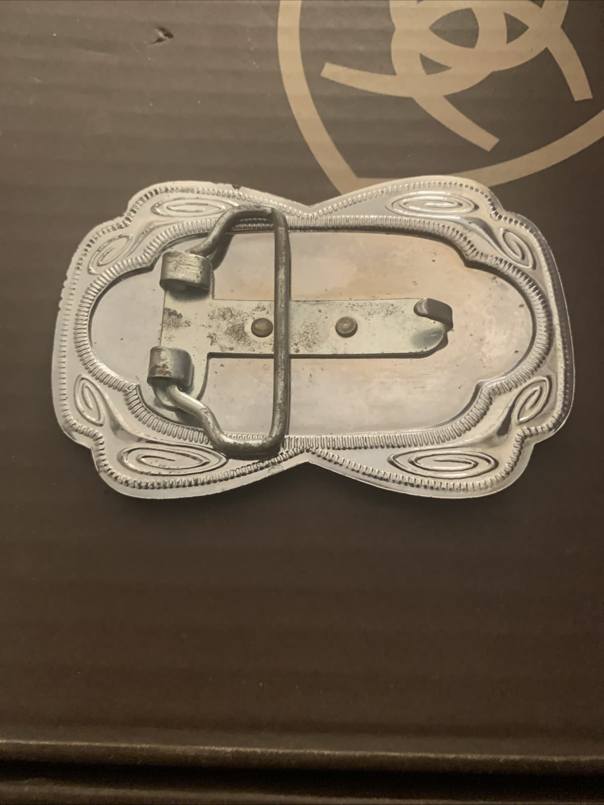 Western Cowboy Belt Buckle Silver With Gold Horse And Horse Shoe Southwestern - Thumbnail 4