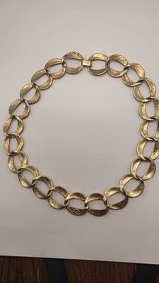 Vintage Napier Necklace Gold Tone Chunky Curb Chain Textured Links Signed 20'... - Thumbnail 5