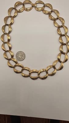 Vintage Napier Necklace Gold Tone Chunky Curb Chain Textured Links Signed 20'... - Thumbnail 4