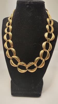 Vintage Napier Necklace Gold Tone Chunky Curb Chain Textured Links Signed 20'... - Thumbnail 6