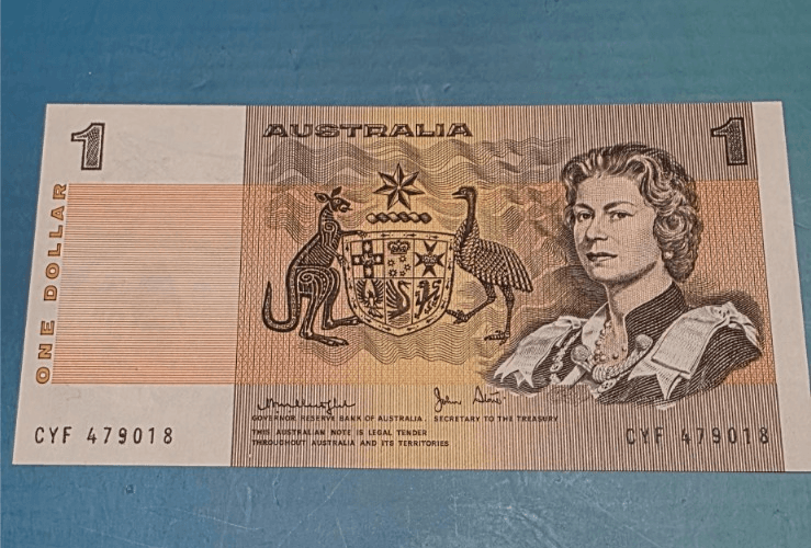 3 x Vintage $1 Australian Dollar CoA - Paper Banknote: Side Security Strip
