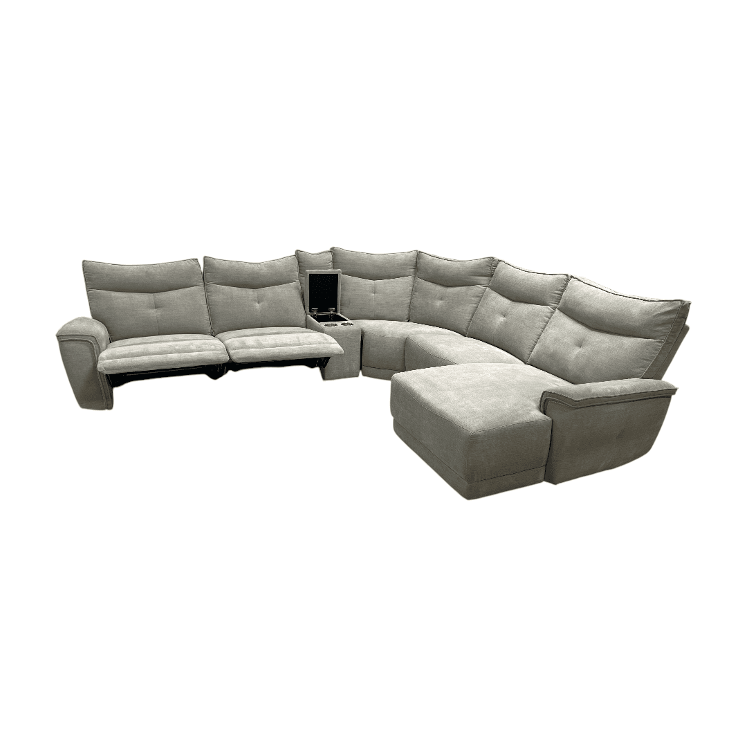 Latitude Run Achernar Modern & Contemporary Textured Fabric Double Reclining Sectional Sofa with Flexible 6-Piece Modular Design, Integrated Console with Stainless Steel Cupholders - Thumbnail 8
