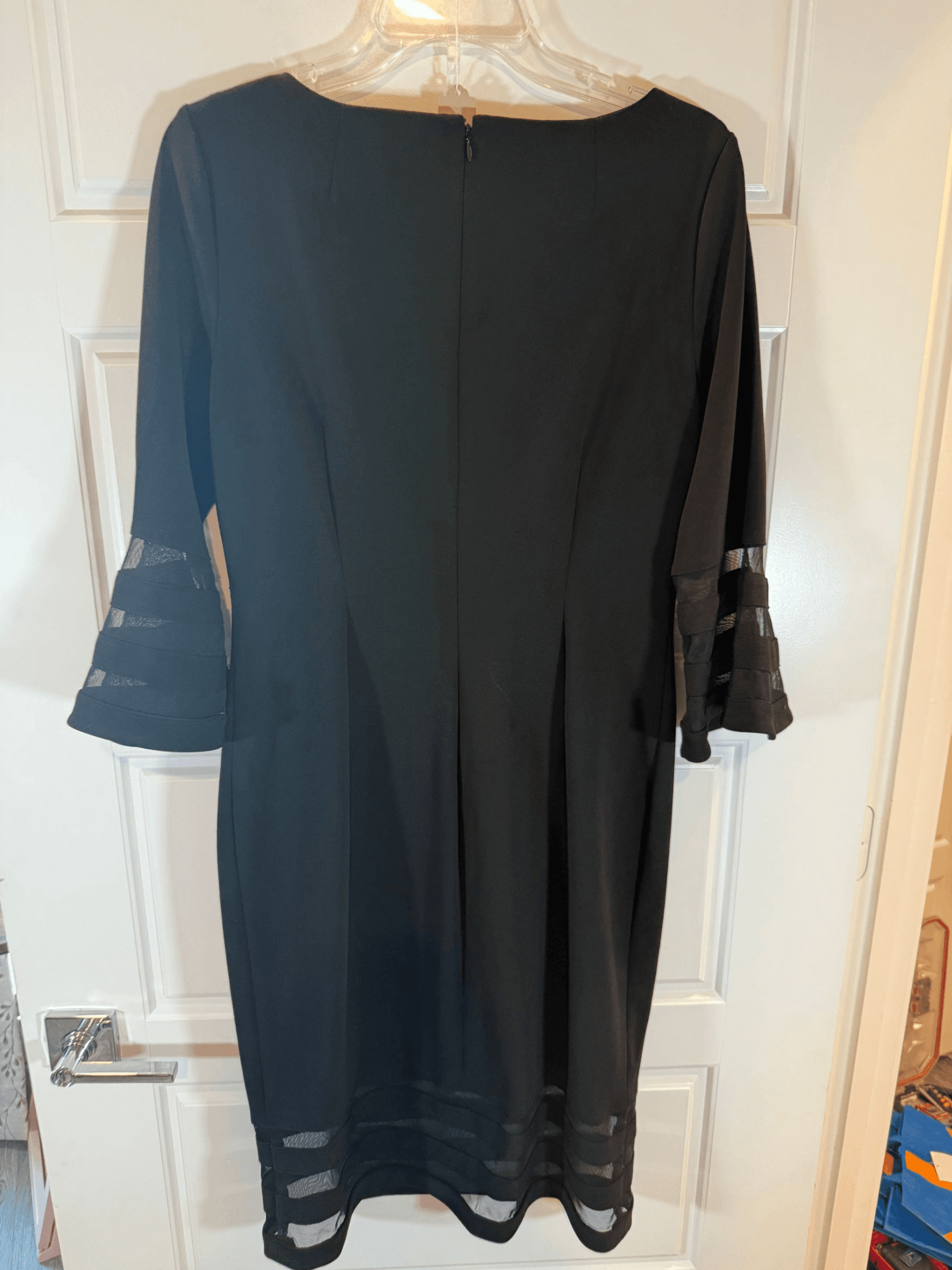Calvin Klein Black Dress Size 10 with Sheer Sleeve Accents
