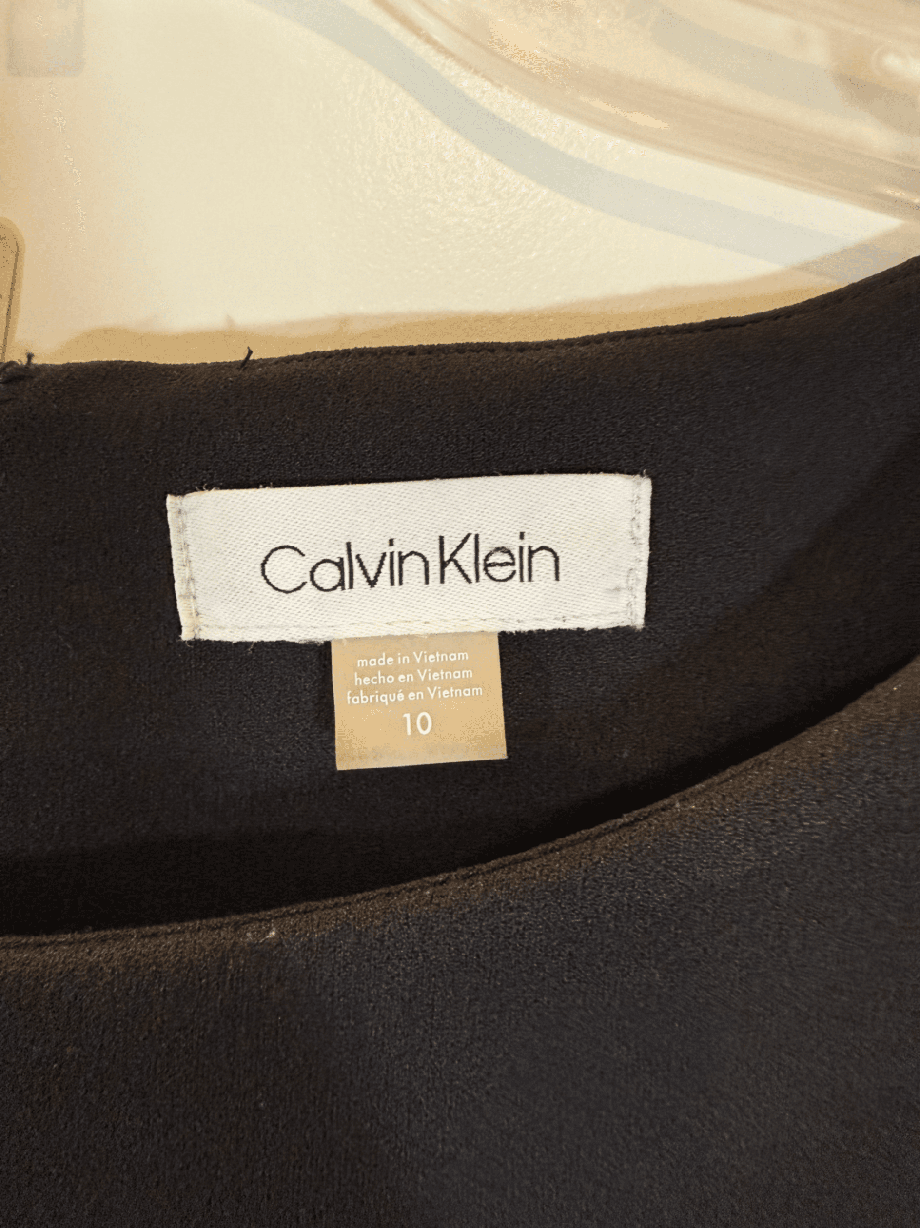 Calvin Klein Black Dress Size 10 with Sheer Sleeve Accents - Thumbnail 2