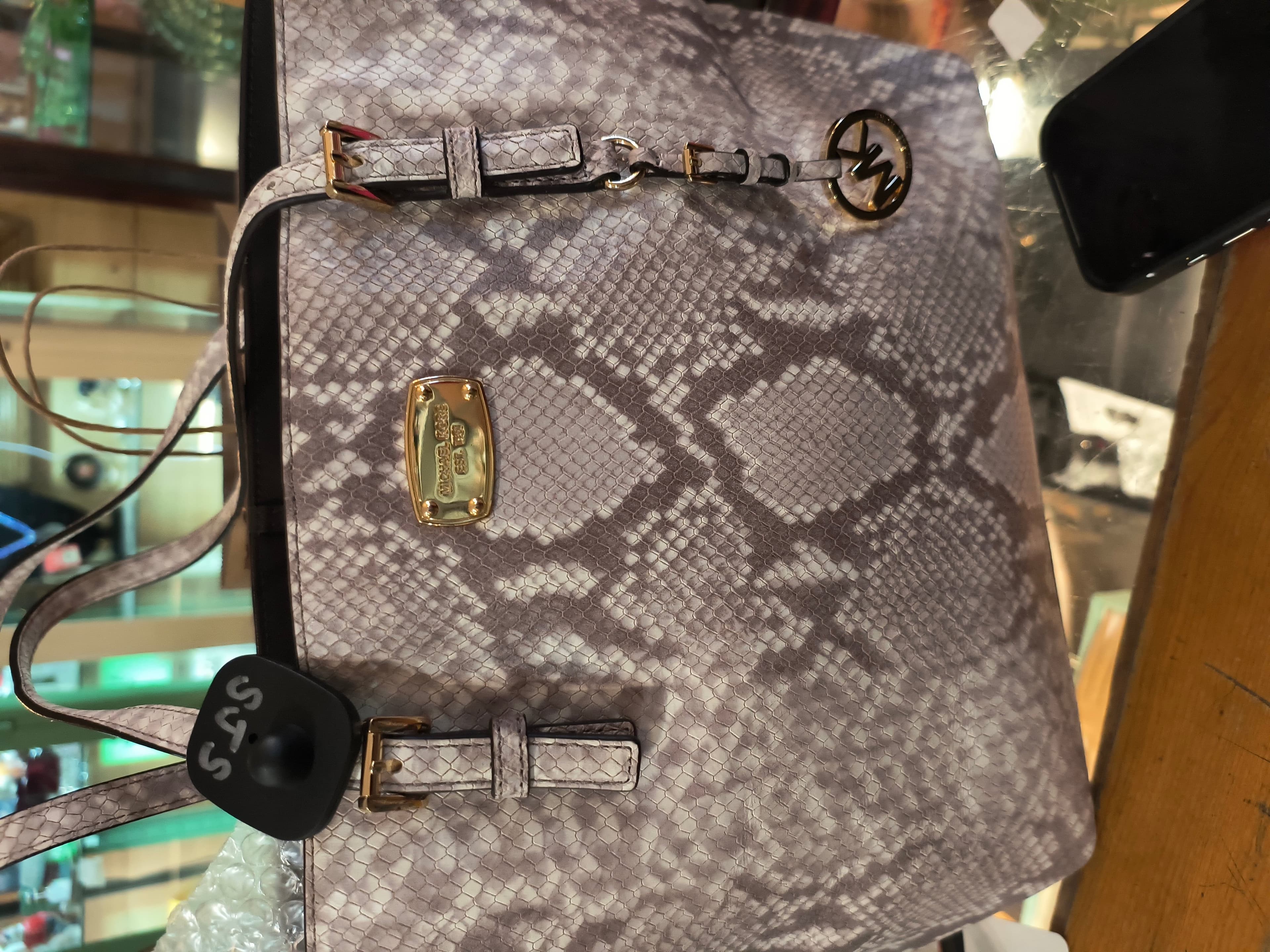 Michael Kors Snakeskin Tote Bag with Gold Accents - Thumbnail 2