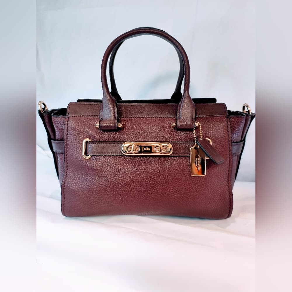 COACH Swagger 27 Carryall Handbag in Oxblood Pebble Leather, Style 87295 - Thumbnail 17