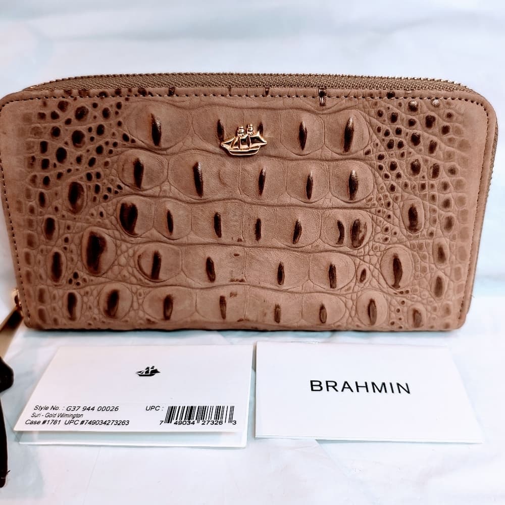 BRAHMIN New Croc Embossed Wallet in Tan - Thumbnail 16