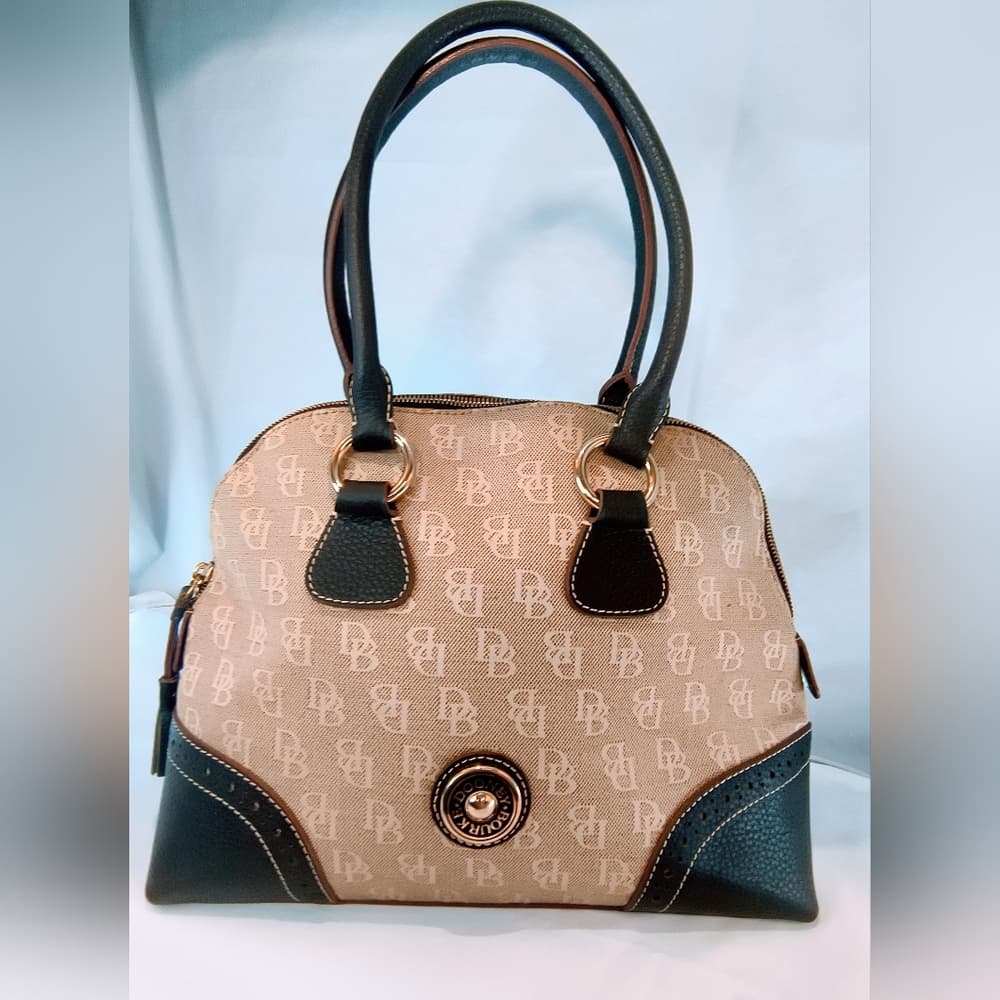 DOONEY & BOURKE Vintage (early 2000s) Signature DB Monogram Canvas Domed Satchel - Thumbnail 16