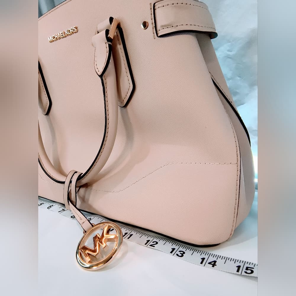 MICHAEL KORS Light Pink Lynn Saffiano Leather Satchel Bag - Thumbnail 13