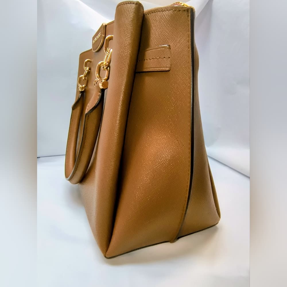 MICHAEL KORS Rochelle Satchel in Cognac Saffino Leather with Gold-toned Hardware - Thumbnail 2