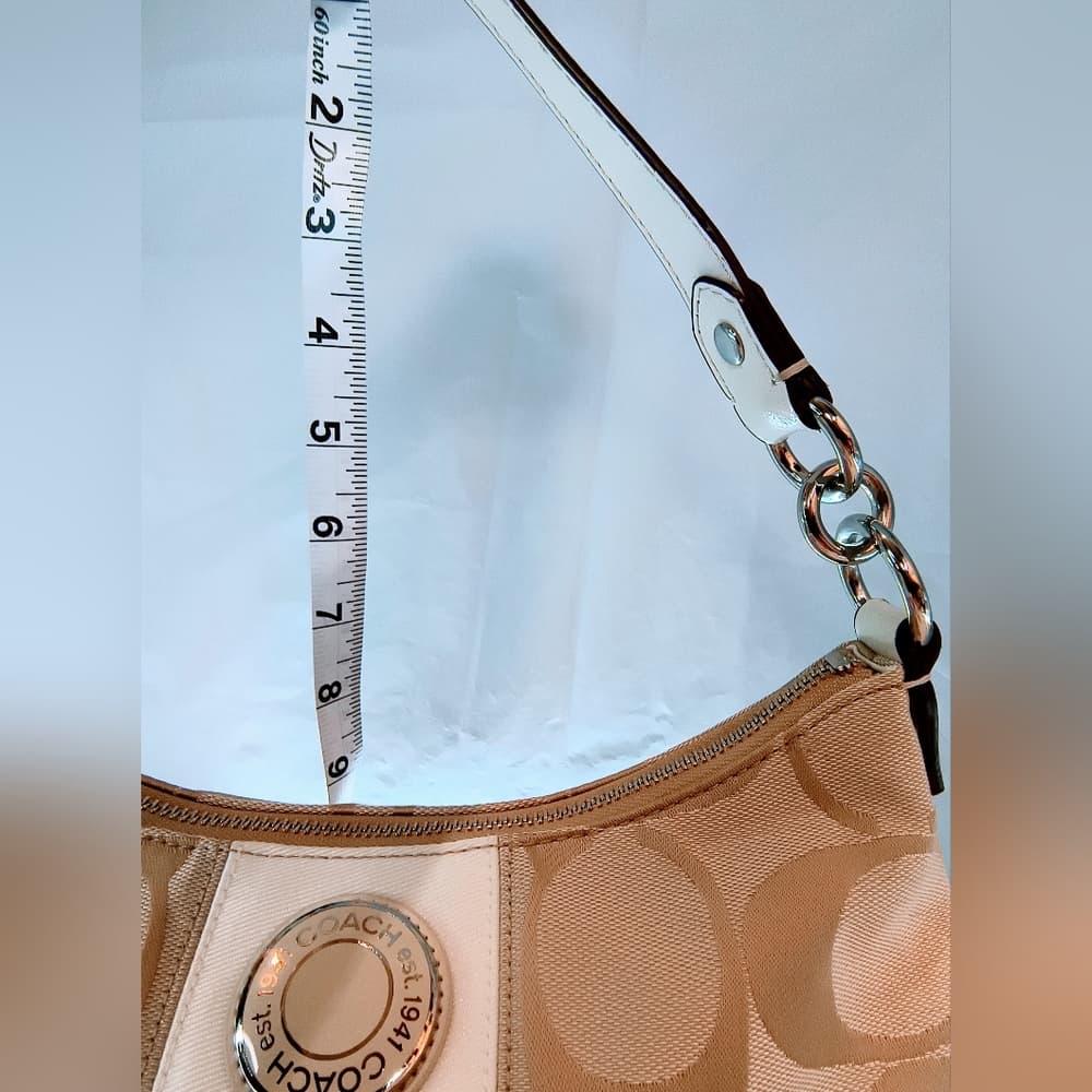 COACH Vintage (2012) Signature Stripe Demi Hobo Style Shoulder Bag, Style F19218 - Thumbnail 13