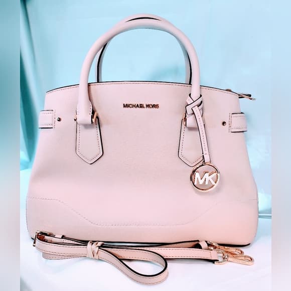 MICHAEL KORS Light Pink Lynn Saffiano Leather Satchel Bag - Thumbnail 17