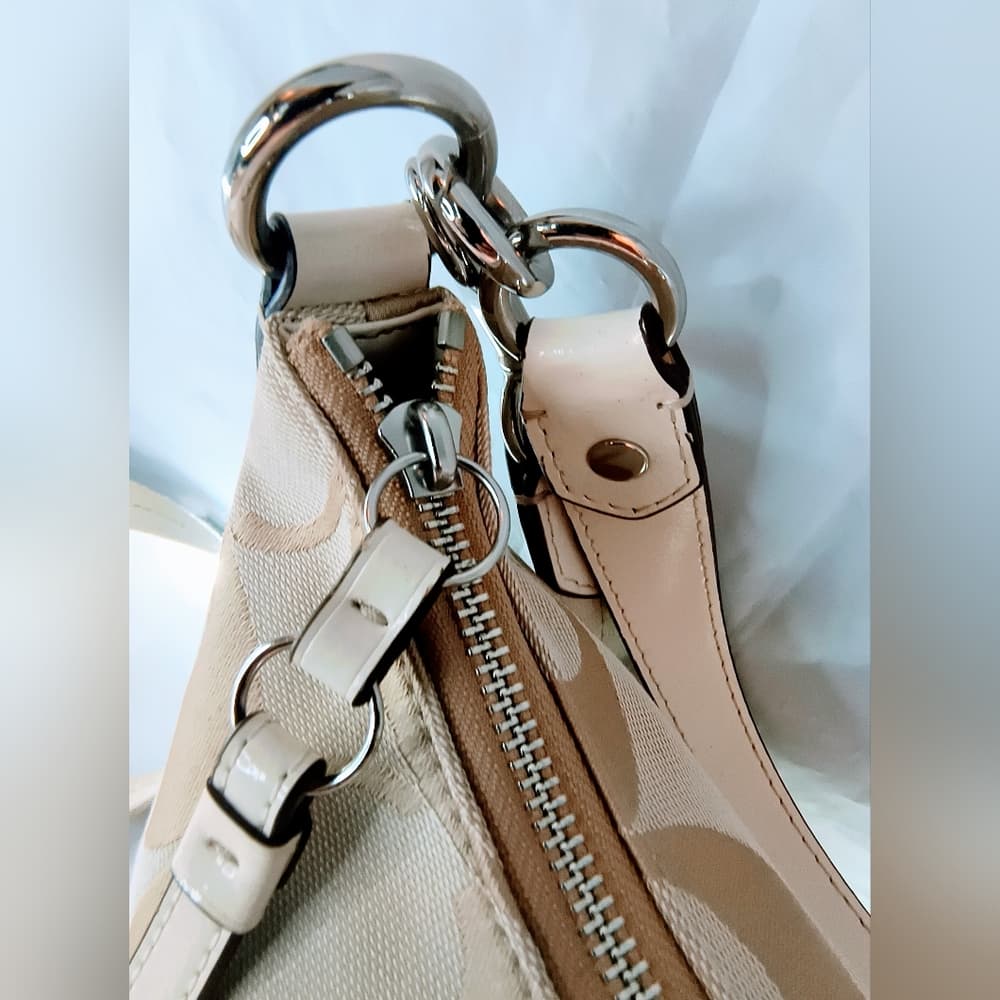 COACH Vintage (2012) Signature Stripe Demi Hobo Style Shoulder Bag, Style F19218 - Thumbnail 5