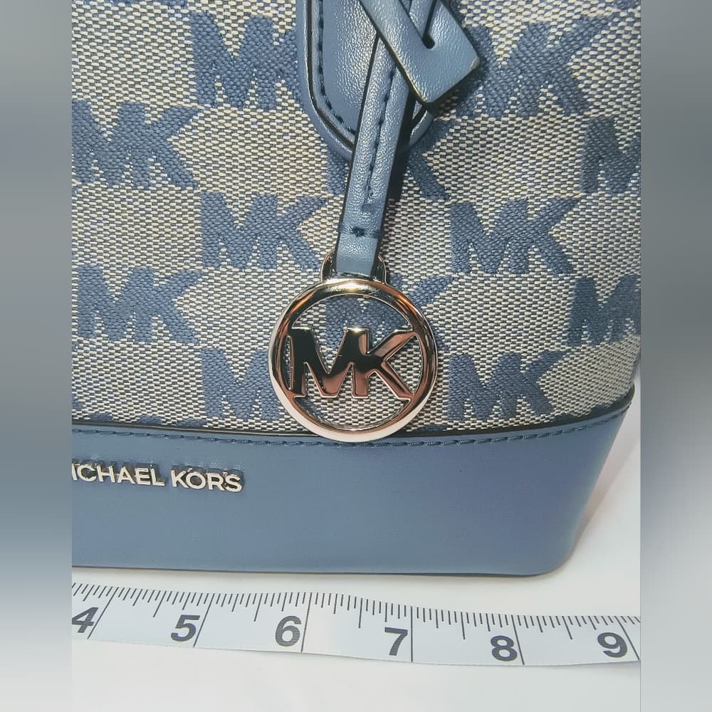 MICHAEL KORS Hyde Small Canvas & Leather Satchel / Crossbody in Denium Blue - Thumbnail 12