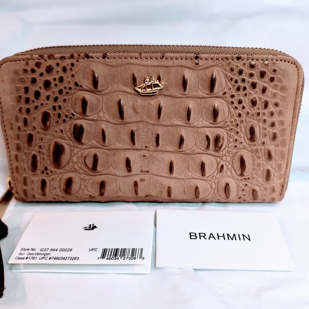 BRAHMIN New Croc Embossed Wallet in Tan - Thumbnail 15