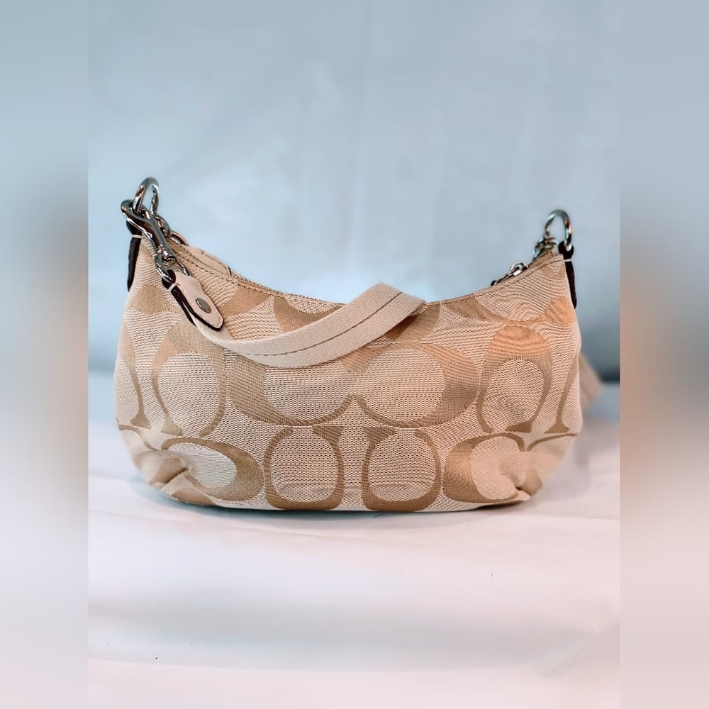 COACH Vintage (2012) Signature Stripe Demi Hobo Style Shoulder Bag, Style F19218 - Thumbnail 3