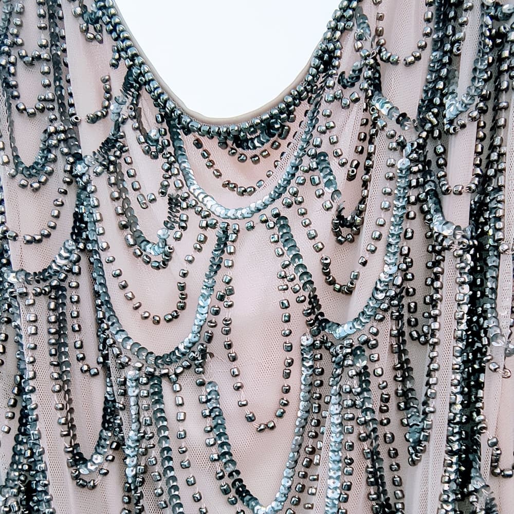 Chic Beaded Tan Midi Dress - Thumbnail 9