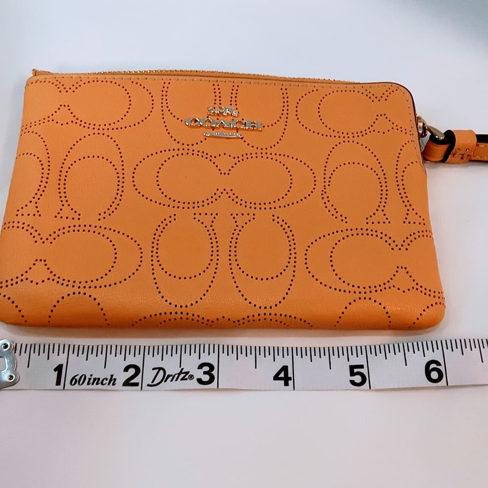 NWOT COACH Perforated Leather Corner Zip Wristlet in Honey/Tan Color - Thumbnail 8