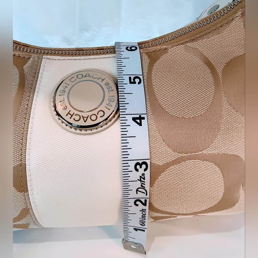 COACH Vintage (2012) Signature Stripe Demi Hobo Style Shoulder Bag, Style F19218 - Thumbnail 11