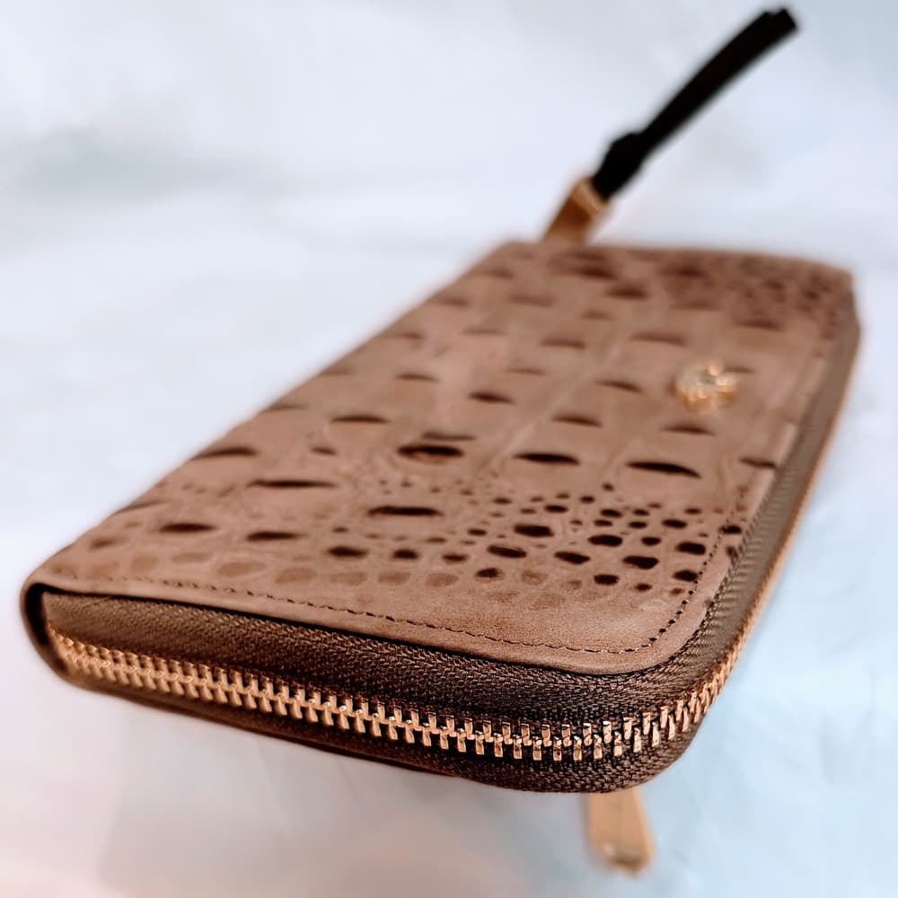 BRAHMIN New Croc Embossed Wallet in Tan - Thumbnail 4