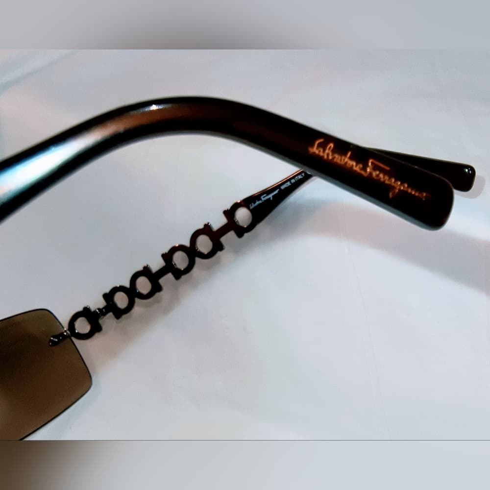 FERRAGAMO - Salvatore Ferragamo Brown Sunglasses with Muted Silver Frames & Case - Thumbnail 5
