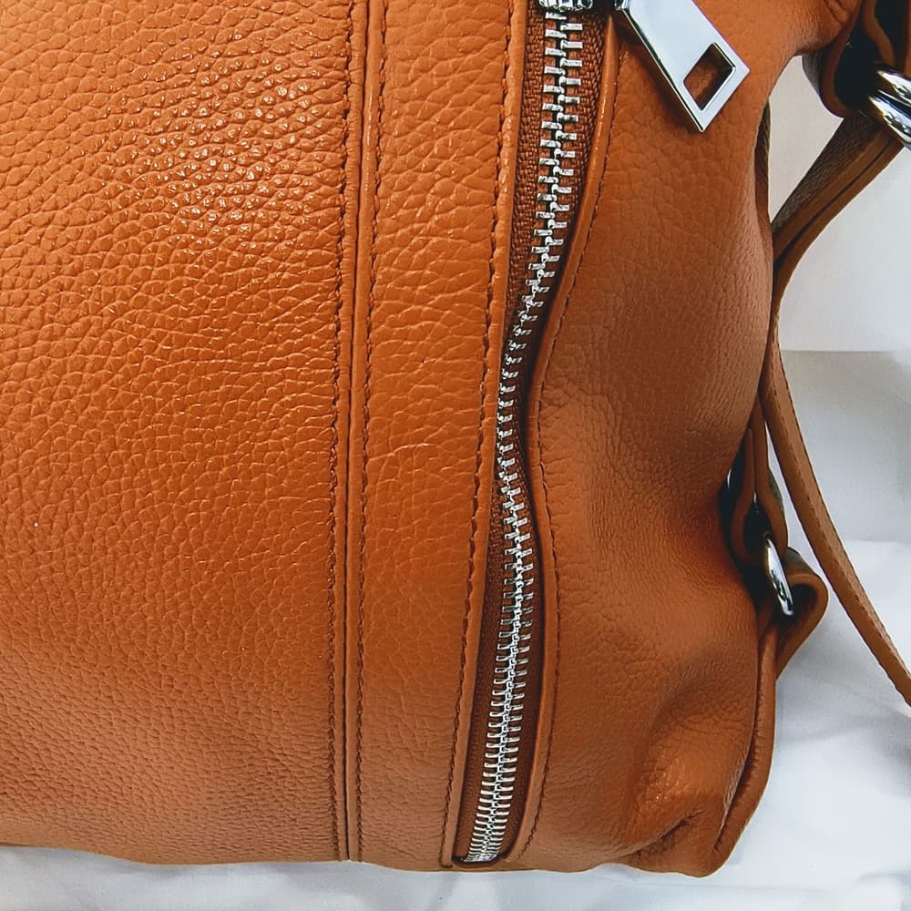 HESHE Elegant Brown Leather Shoulder Bag - Thumbnail 6
