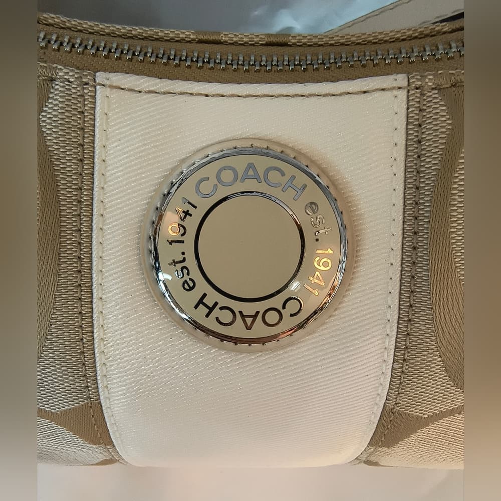 COACH Vintage (2012) Signature Stripe Demi Hobo Style Shoulder Bag, Style F19218 - Thumbnail 14