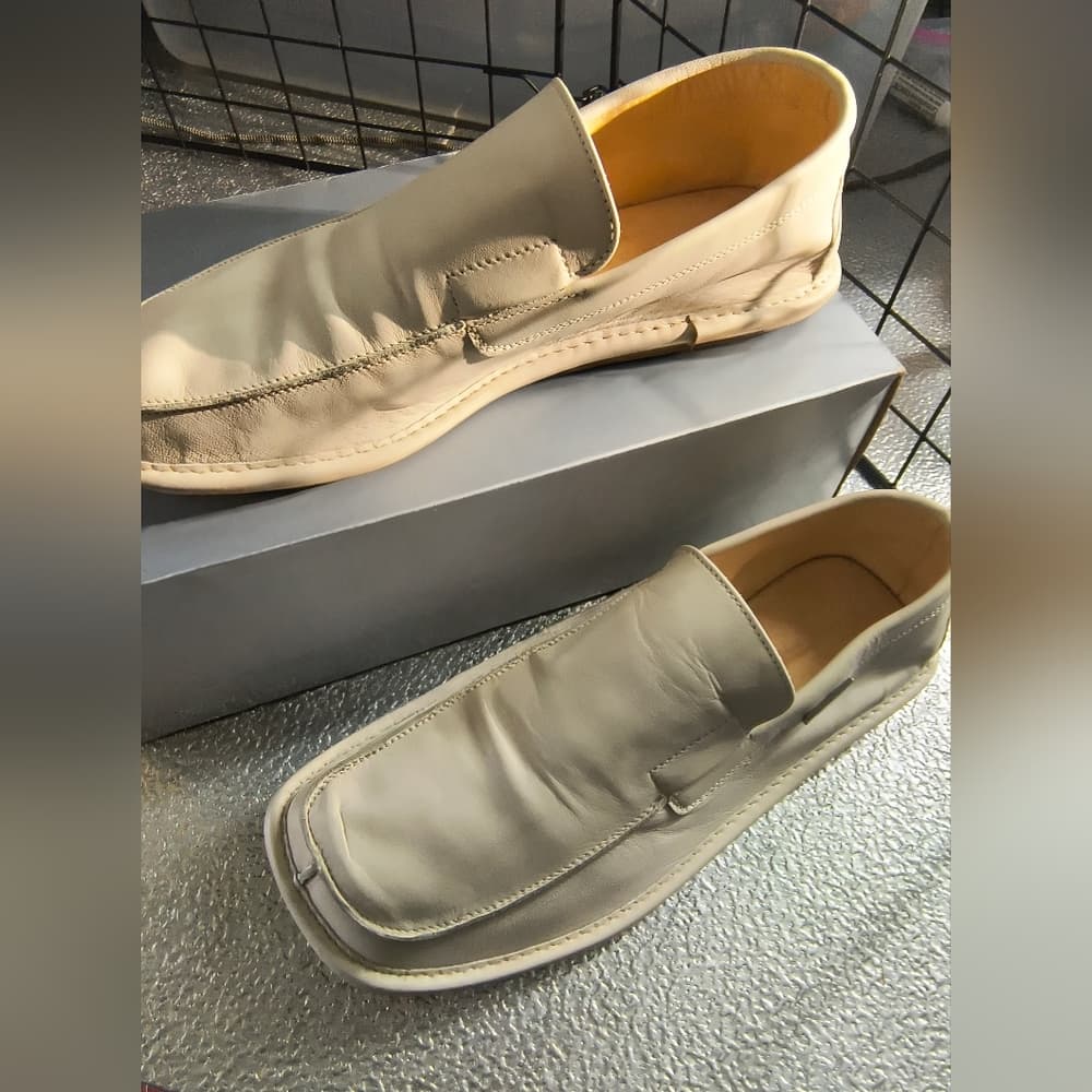 Cesare Pasciotti CreamColored Leather Flats Loafers - Thumbnail 10